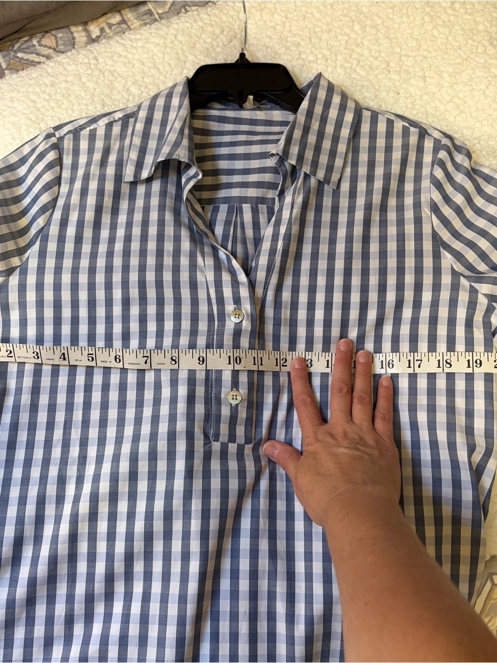 Tyler Boe Blue and White Gingham Tunic Blouse - Picture 11 of 11